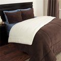 Bedford Home Bedford Home 66A-27384 3 Piece Sherpa & Fleece Comforter Set; Full & Queen Size - Chocolate 66A-27384